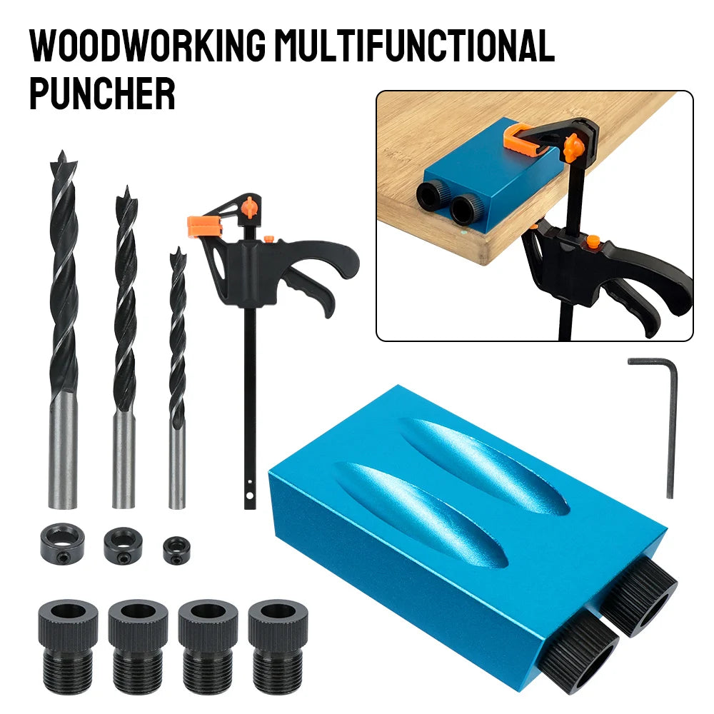 Pocket Hole Jig Kit — 15-Piece Set with Drill Bits & Clamp