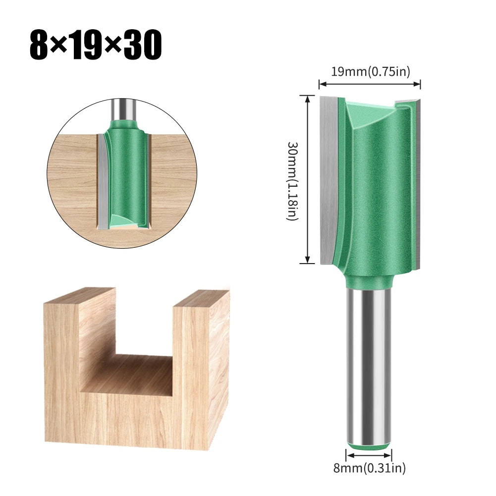 Tungsten Carbide Router Bit Set — Straight Flute Wood Milling Cutters (3mm–25mm)