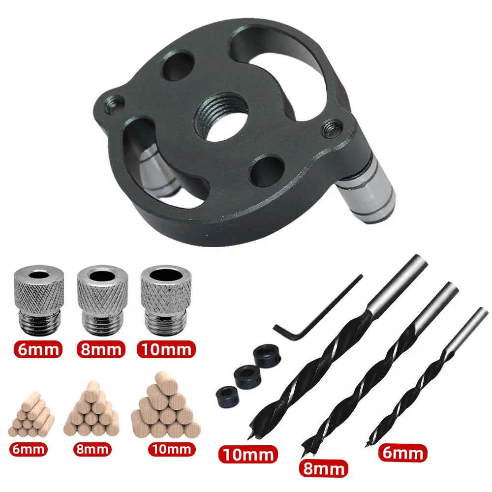 Self-Centering Dowel Jig Kit — 8-Piece Drill Guide Set (3–10mm)