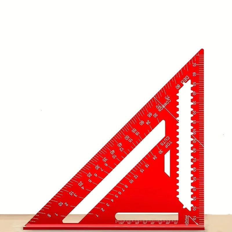Precision Red Aluminum Woodworking Square — 90° Layout & Marking Tool