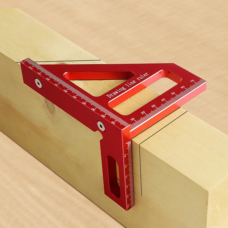 Precision Aluminum Layout Square — 140mm Woodworking Triangle Ruler