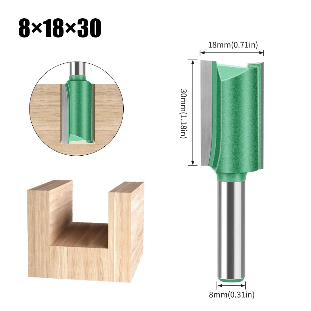 Tungsten Carbide Router Bit Set — Straight Flute Wood Milling Cutters (3mm–25mm)