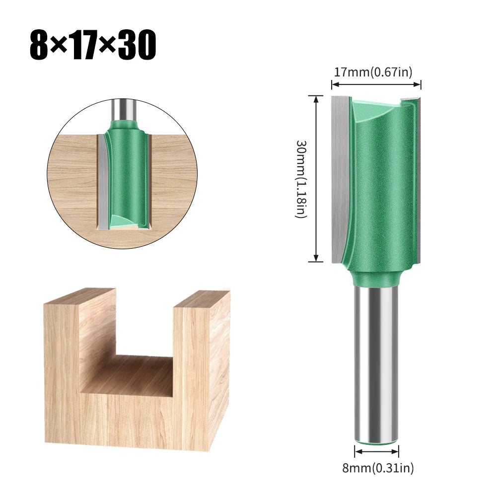 Tungsten Carbide Router Bit Set — Straight Flute Wood Milling Cutters (3mm–25mm)