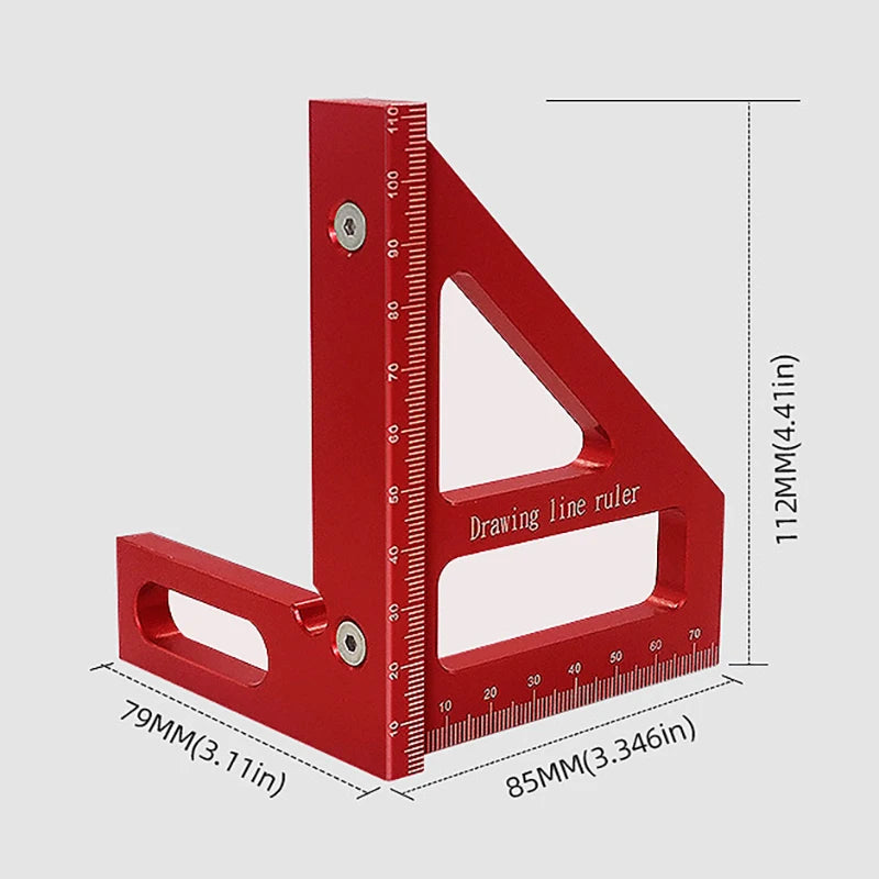Precision Aluminum Layout Square — 140mm Woodworking Triangle Ruler