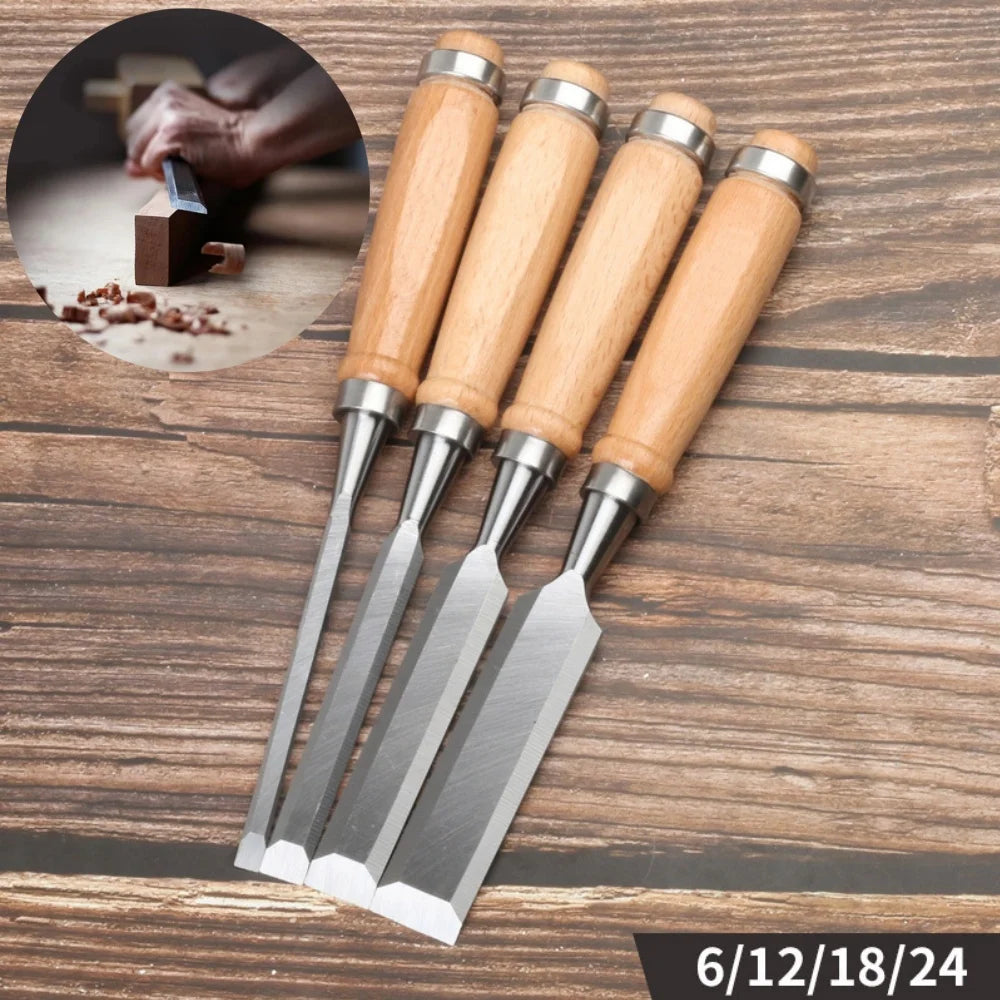 4-Piece Professional Wood Carving Chisel Set — 8/12/16/20mm