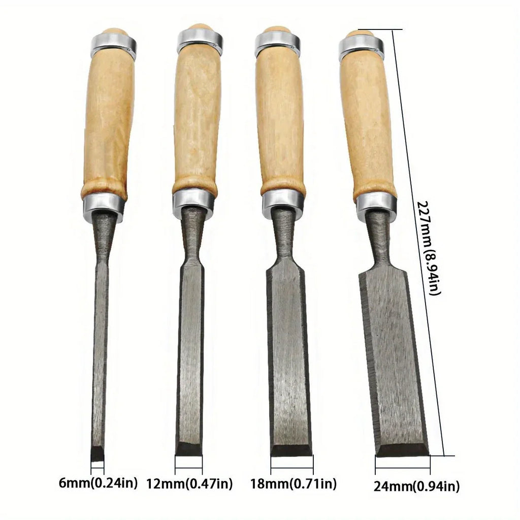 4-Piece Professional Wood Carving Chisel Set — 8/12/16/20mm