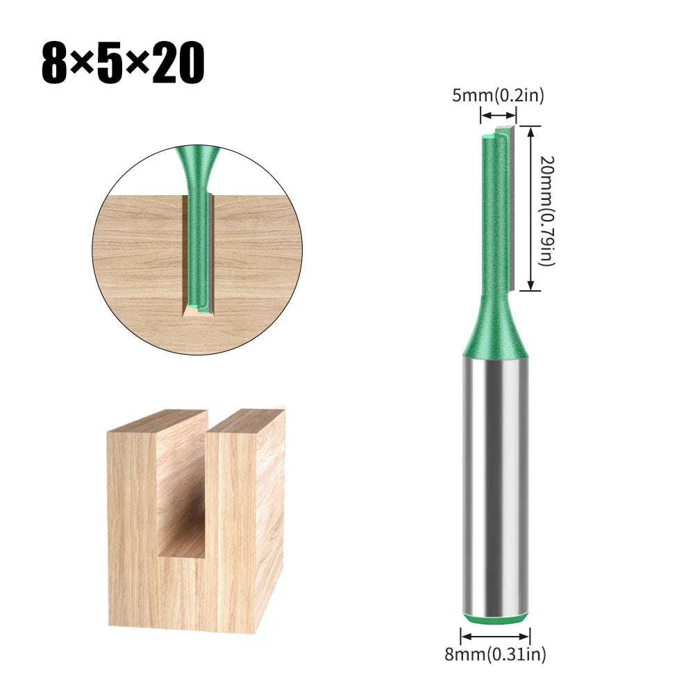 Tungsten Carbide Router Bit Set — Straight Flute Wood Milling Cutters (3mm–25mm)