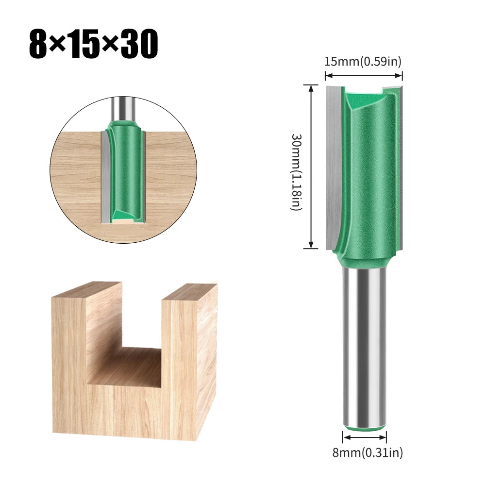 Tungsten Carbide Router Bit Set — Straight Flute Wood Milling Cutters (3mm–25mm)