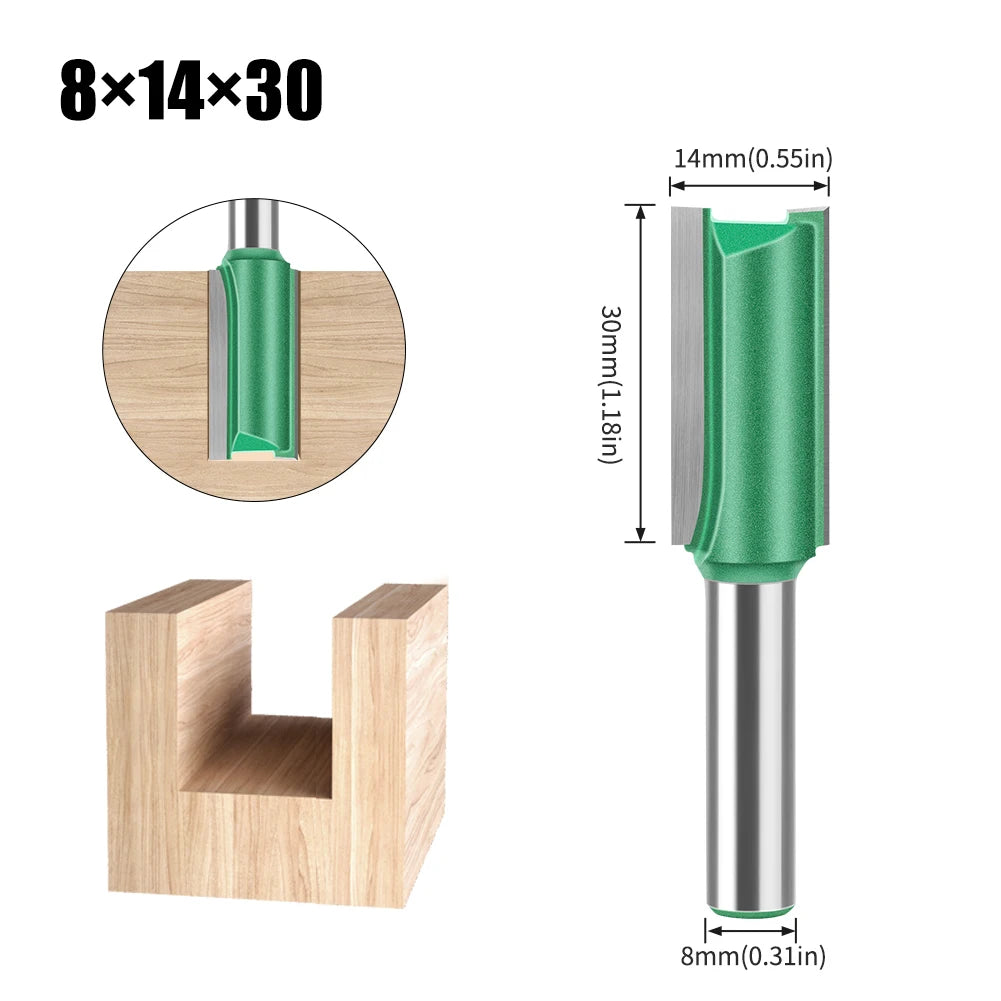 Tungsten Carbide Router Bit Set — Straight Flute Wood Milling Cutters (3mm–25mm)