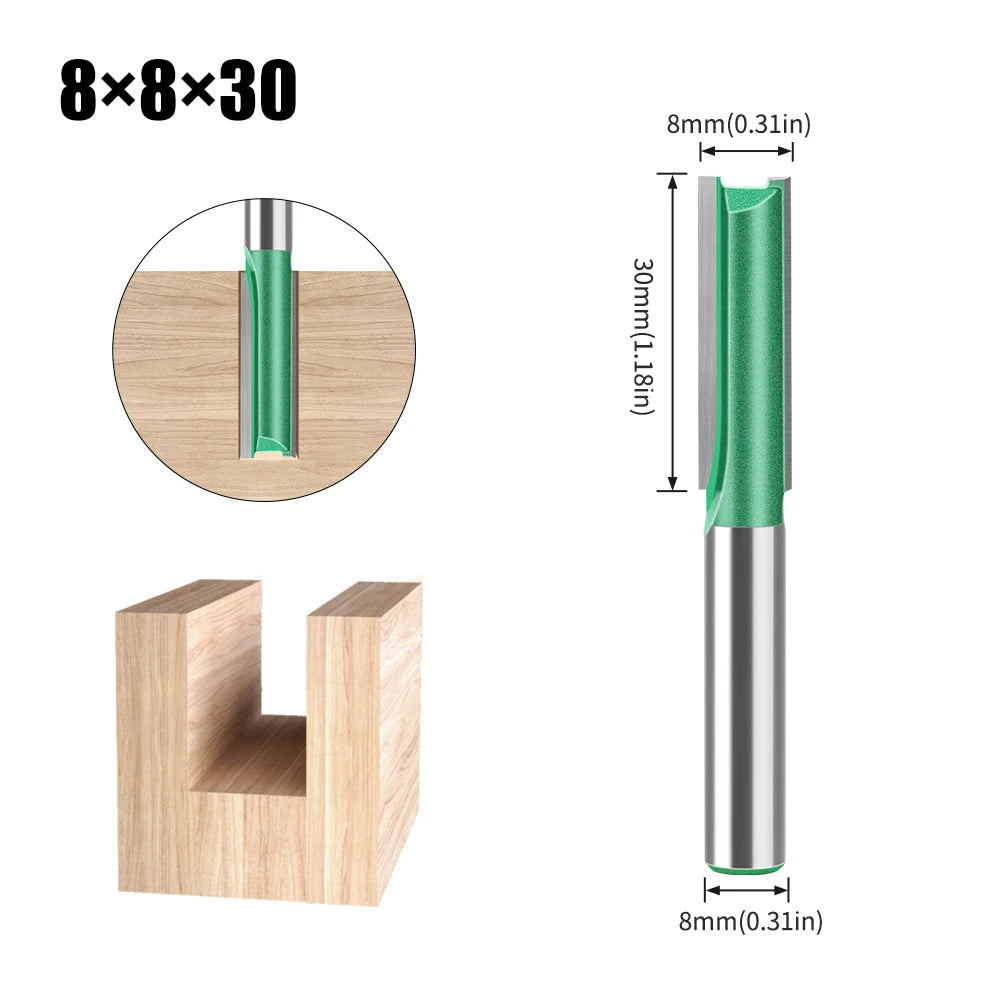 Tungsten Carbide Router Bit Set — Straight Flute Wood Milling Cutters (3mm–25mm)
