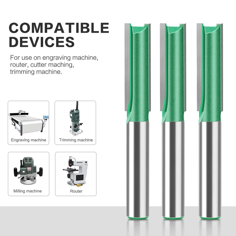 Tungsten Carbide Router Bit Set — Straight Flute Wood Milling Cutters (3mm–25mm)