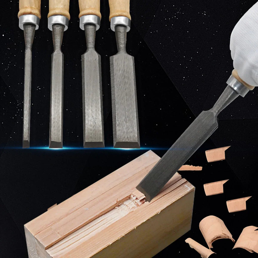4-Piece Professional Wood Carving Chisel Set — 8/12/16/20mm