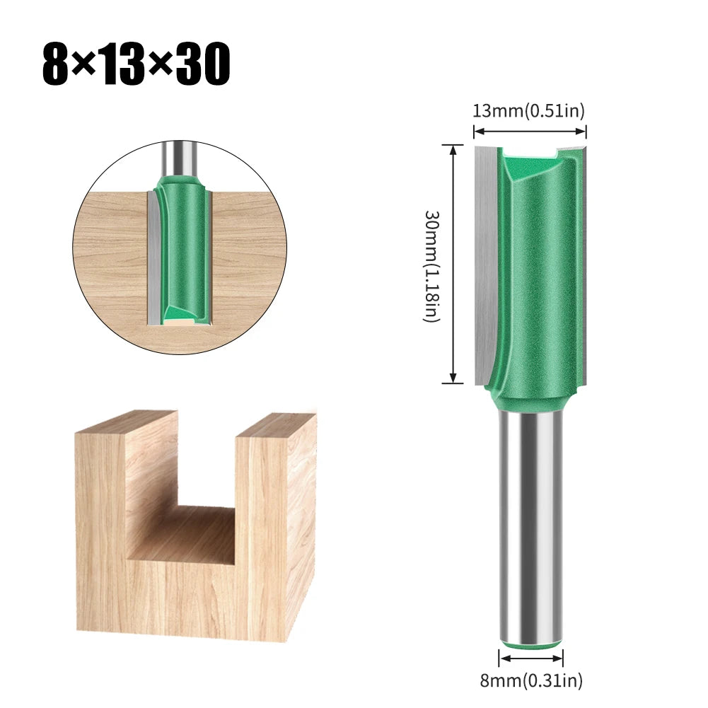 Tungsten Carbide Router Bit Set — Straight Flute Wood Milling Cutters (3mm–25mm)