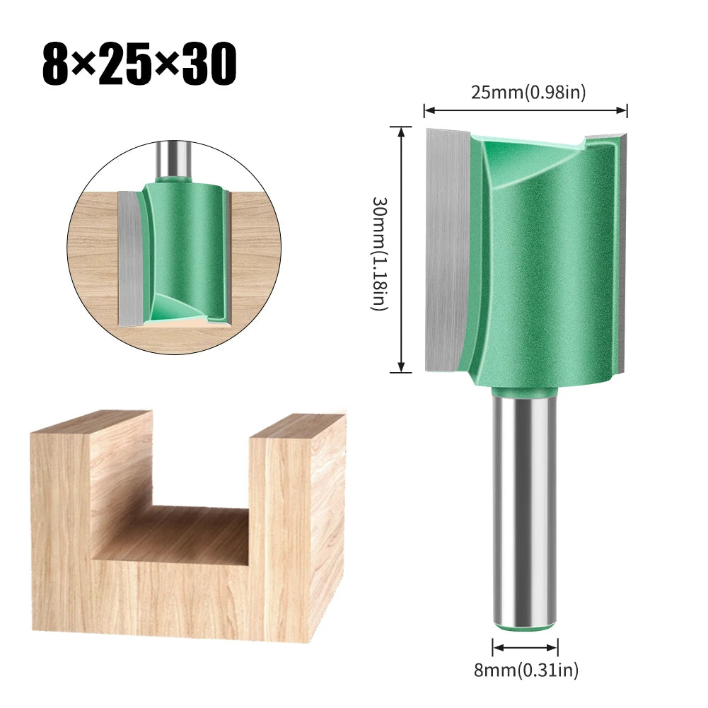 Tungsten Carbide Router Bit Set — Straight Flute Wood Milling Cutters (3mm–25mm)