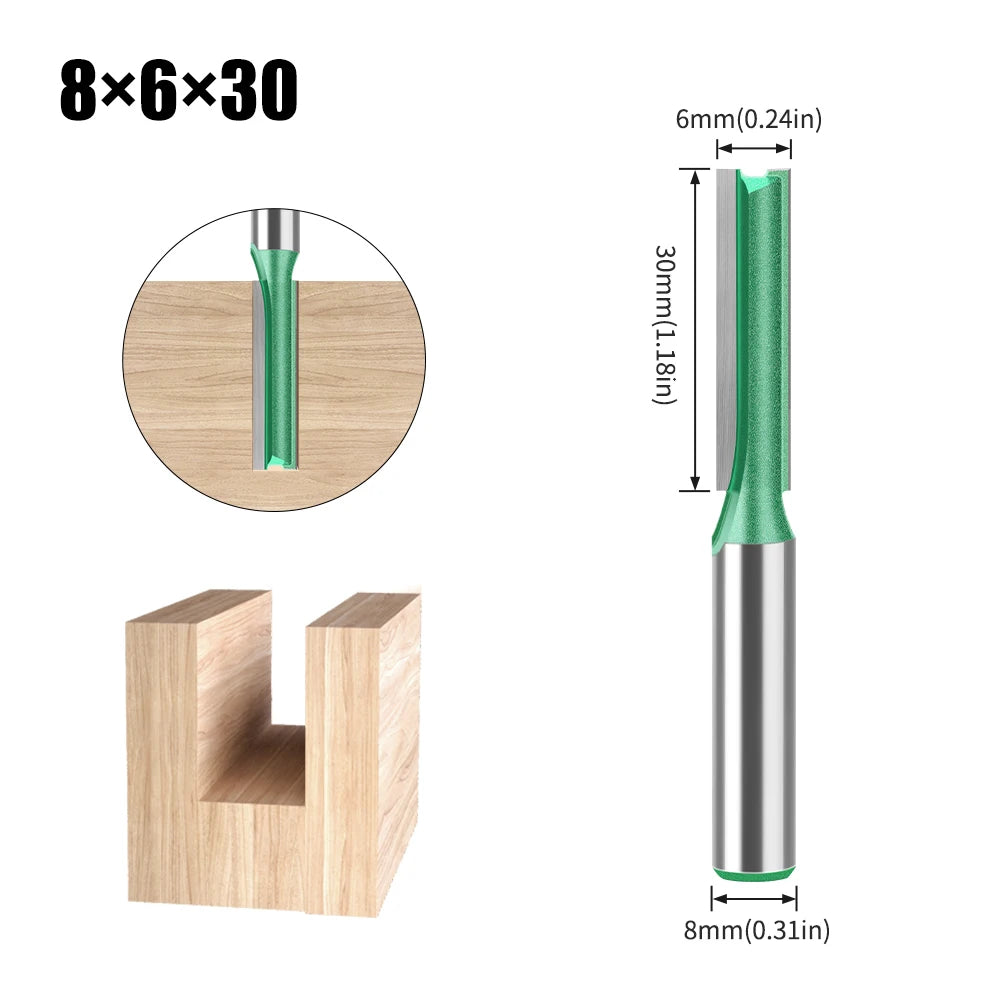 Tungsten Carbide Router Bit Set — Straight Flute Wood Milling Cutters (3mm–25mm)