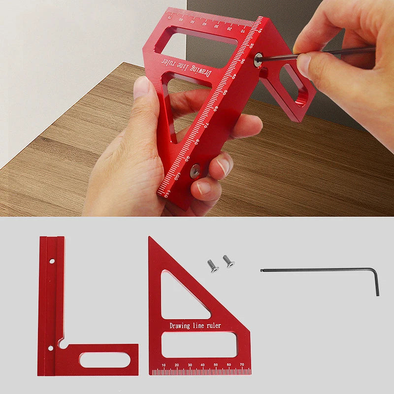 Precision Aluminum Layout Square — 140mm Woodworking Triangle Ruler