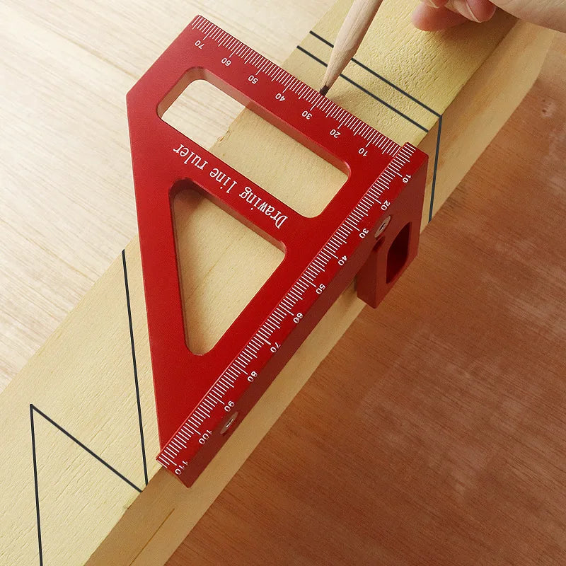 Precision Aluminum Layout Square — 140mm Woodworking Triangle Ruler